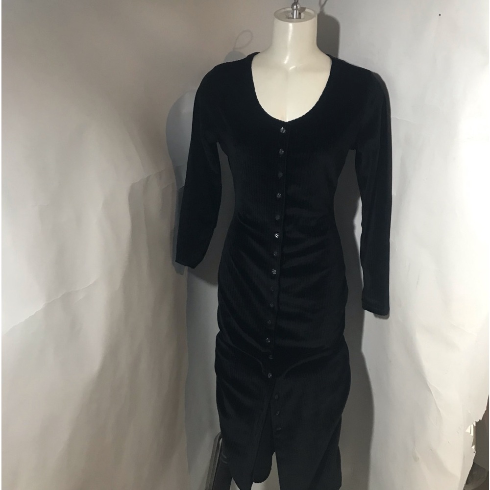 Vintage black velvet bodycon dress